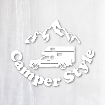 キャンパースタイル ピックアップトラック《Camper Style Pickup Truck》カッティングステッカー ホワイト
