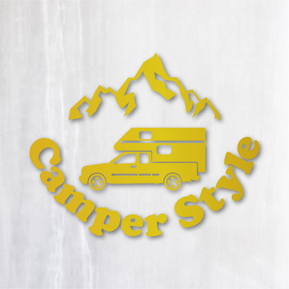 キャンパースタイル ピックアップトラック《Camper Style Pickup Truck》カッティングステッカー ゴールド