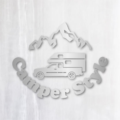 キャンパースタイル ピックアップトラック《Camper Style Pickup Truck》カッティングステッカー シルバー