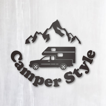 キャンパースタイル ピックアップトラック《Camper Style Pickup Truck》カッティングステッカー ガンメタリック