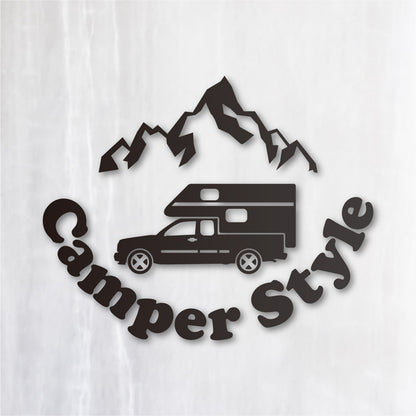 キャンパースタイル ピックアップトラック《Camper Style Pickup Truck》カッティングステッカー つや消しブラック