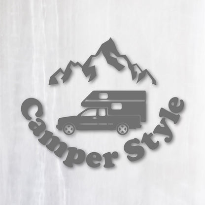 キャンパースタイル ピックアップトラック《Camper Style Pickup Truck》カッティングステッカー グレー