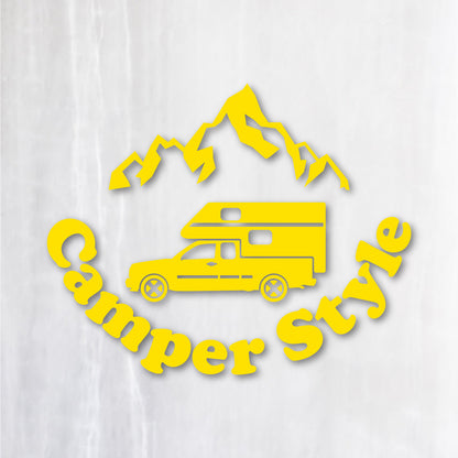 キャンパースタイル ピックアップトラック《Camper Style Pickup Truck》カッティングステッカー イエロー