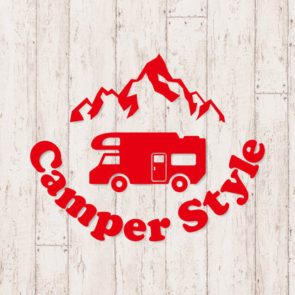 キャンパースタイル バンライフ《Camper Style Vanlife》カッティングステッカー レッド