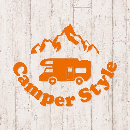キャンパースタイル バンライフ《Camper Style Vanlife》カッティングステッカー オレンジ