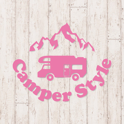 キャンパースタイル バンライフ《Camper Style Vanlife》カッティングステッカー ピンク