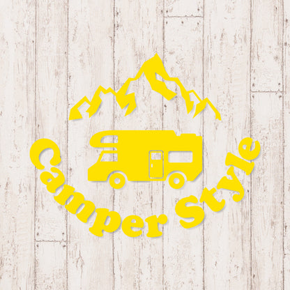 キャンパースタイル バンライフ《Camper Style Vanlife》カッティングステッカー イエロー