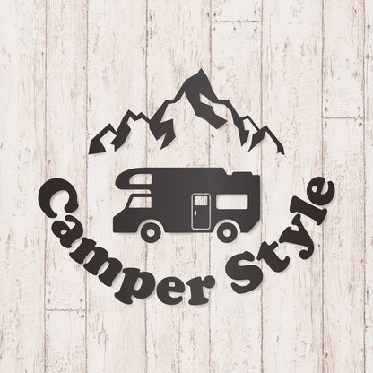 キャンパースタイル バンライフ《Camper Style Vanlife》カッティングステッカー ガンメタリック