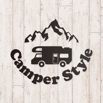 キャンパースタイル バンライフ《Camper Style Vanlife》カッティングステッカー つや消しブラック