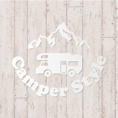 キャンパースタイル バンライフ《Camper Style Vanlife》カッティングステッカー つや消しホワイト