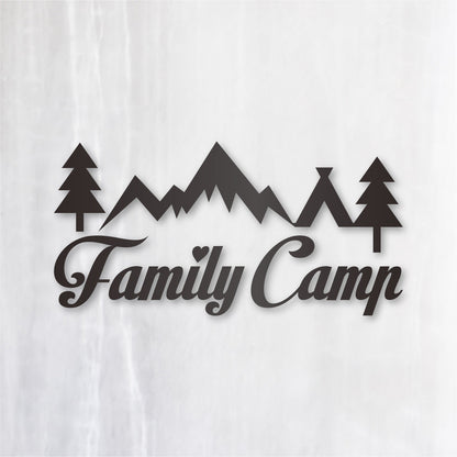 ファミリーキャンプ《Family Camp》カッティングステッカー ガンメタリック