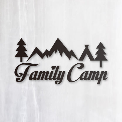 ファミリーキャンプ《Family Camp》カッティングステッカー つや消しブラック