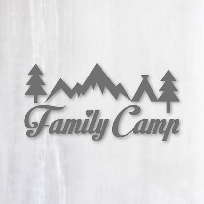 ファミリーキャンプ《Family Camp》カッティングステッカー グレー