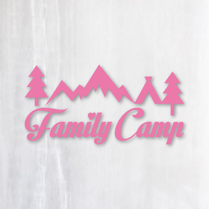 ファミリーキャンプ《Family Camp》カッティングステッカー ピンク