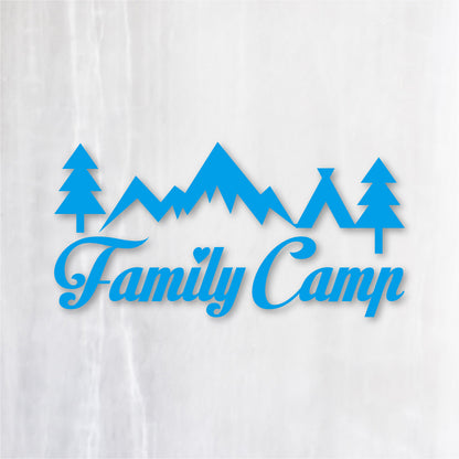 ファミリーキャンプ《Family Camp》カッティングステッカー シアンブルー
