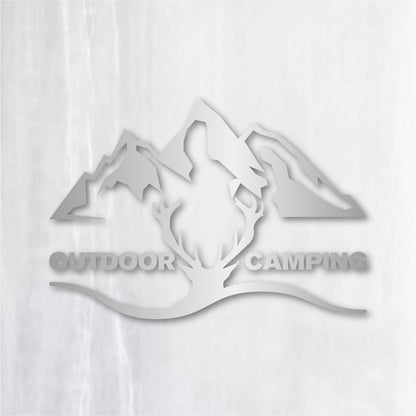 アウトドア キャンピング《OUTDOOR CAMPING》カッティングステッカー シルバー
