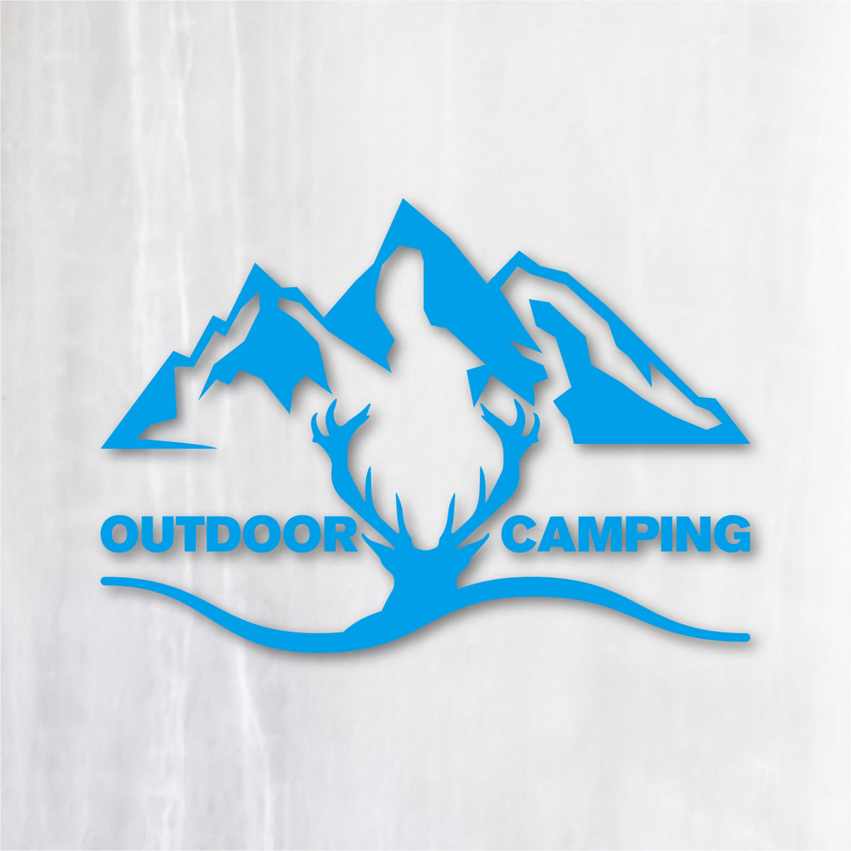 アウトドア キャンピング《OUTDOOR CAMPING》カッティングステッカー シアンブルー