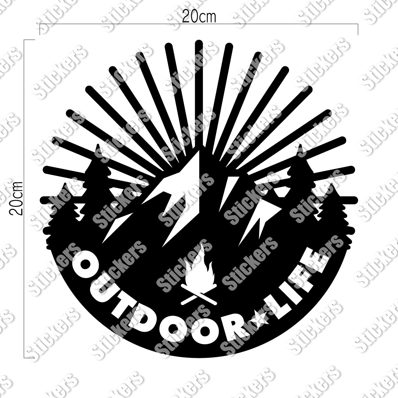 アウトドア ライフ カッティングステッカー《OUTDOOR LIFE》（超防水・防滴 UVカット 屋外使用可 /C028）