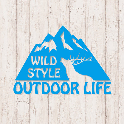 アウトドアライフ《OUTDOOR LIFE》カッティングステッカー シアンブルー