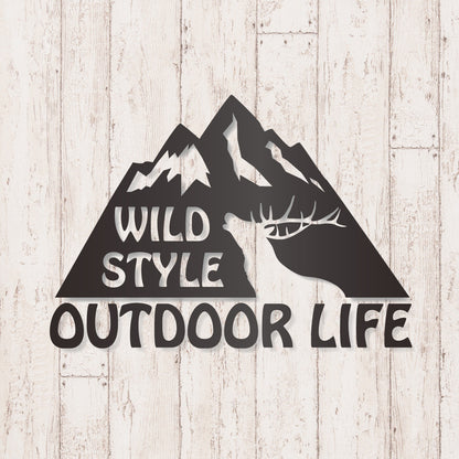 アウトドアライフ《OUTDOOR LIFE》カッティングステッカー ガンメタリック