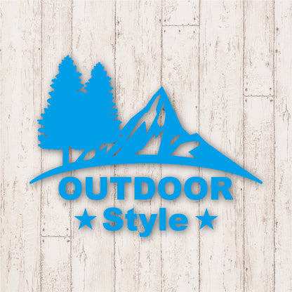 アウトドア スタイル《OUTDOOR STYLE》カッティングステッカー シアンブルー