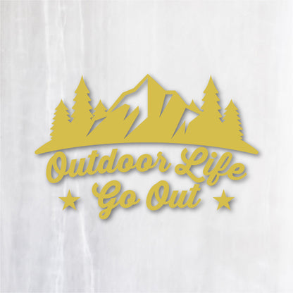 アウトドアライフ・ゴーアウト《Outdoor Life Go Out》カッティングステッカー キャメル