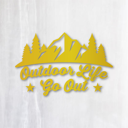 アウトドアライフ・ゴーアウト《Outdoor Life Go Out》カッティングステッカー ゴールド