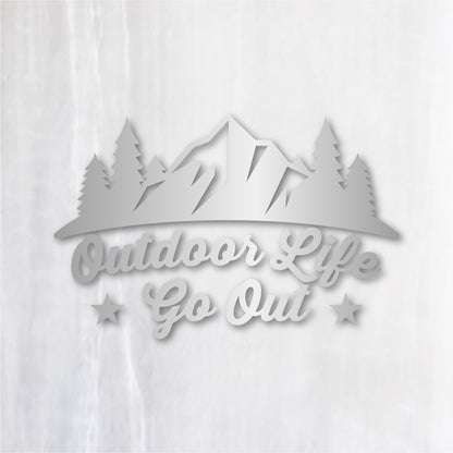 アウトドアライフ・ゴーアウト《Outdoor Life Go Out》カッティングステッカー シルバー