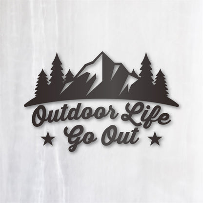アウトドアライフ・ゴーアウト《Outdoor Life Go Out》カッティングステッカー ガンメタリック