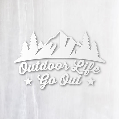 アウトドアライフ・ゴーアウト《Outdoor Life Go Out》カッティングステッカー つや消しホワイト