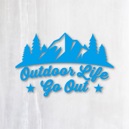 アウトドアライフ・ゴーアウト《Outdoor Life Go Out》カッティングステッカー シアンブルー