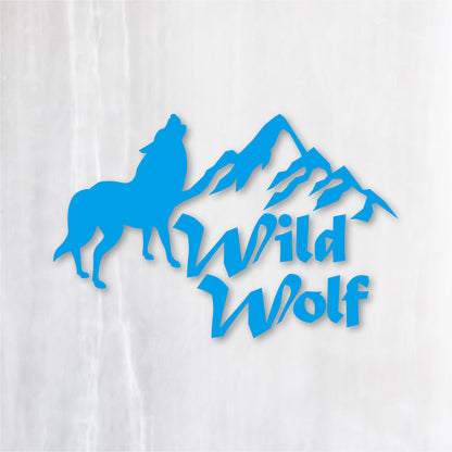 ワイルドウルフ《Wild Wolf》カッティングステッカー シアンブルー