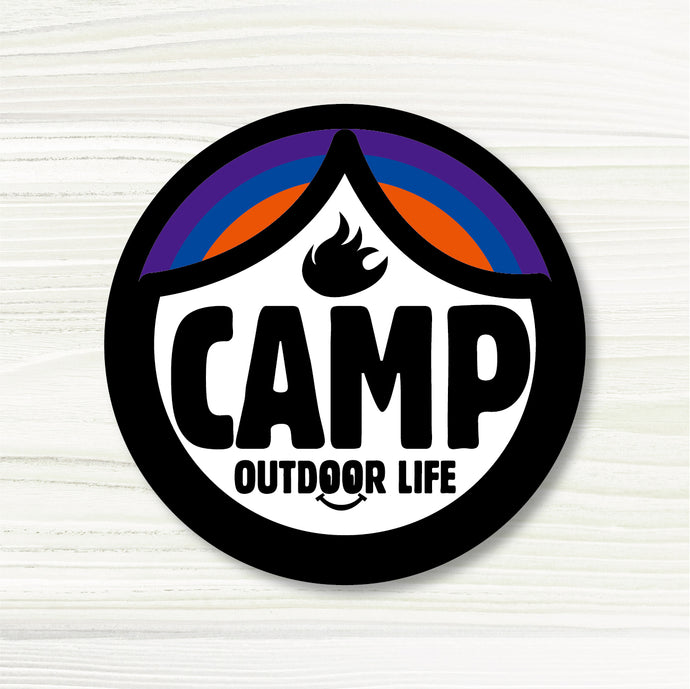 キャンプ アウトドア ライフ シールステッカー《CAMP OUTDOOR LIFE》（超防水・防滴 UVカット 屋外使用可 /S406）