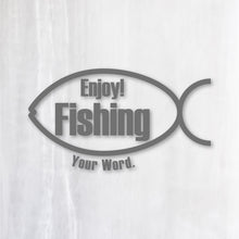 画像をギャラリービューアに読み込む, エンジョイ フィッシング カッティングステッカー《Enjoy Fishing》（名入れOK 超防水・防滴 UVカット 屋外使用可 /C009）
