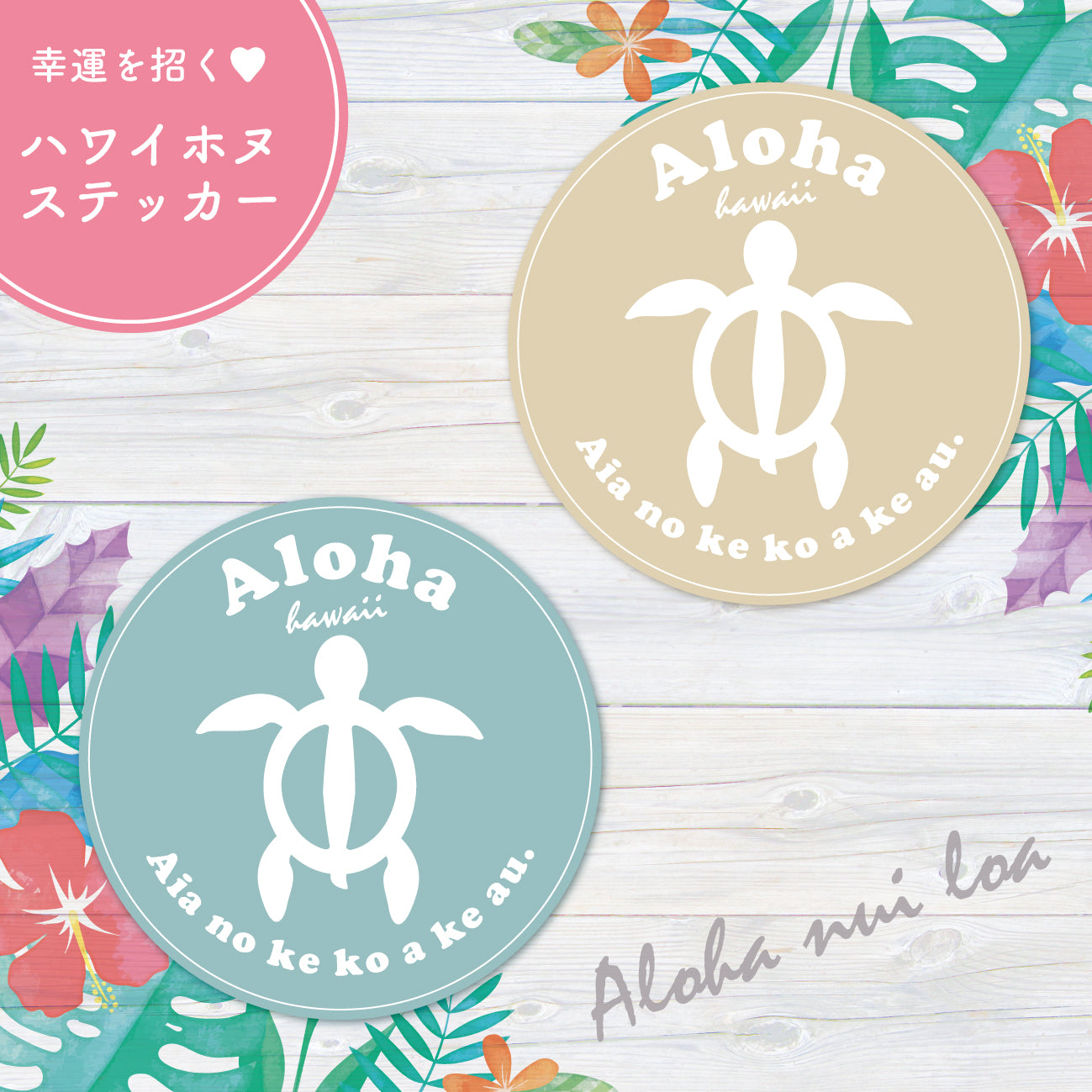 ハワイ ホヌ シールステッカー《HAWAII HONU》（超防水・防滴 UVカット 屋外使用可 /S185） – STCKRS