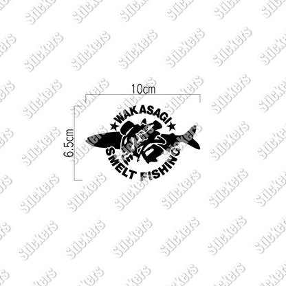 ワカサギ釣り《WAKASAGI SMELT FISHING》カッティングステッカー